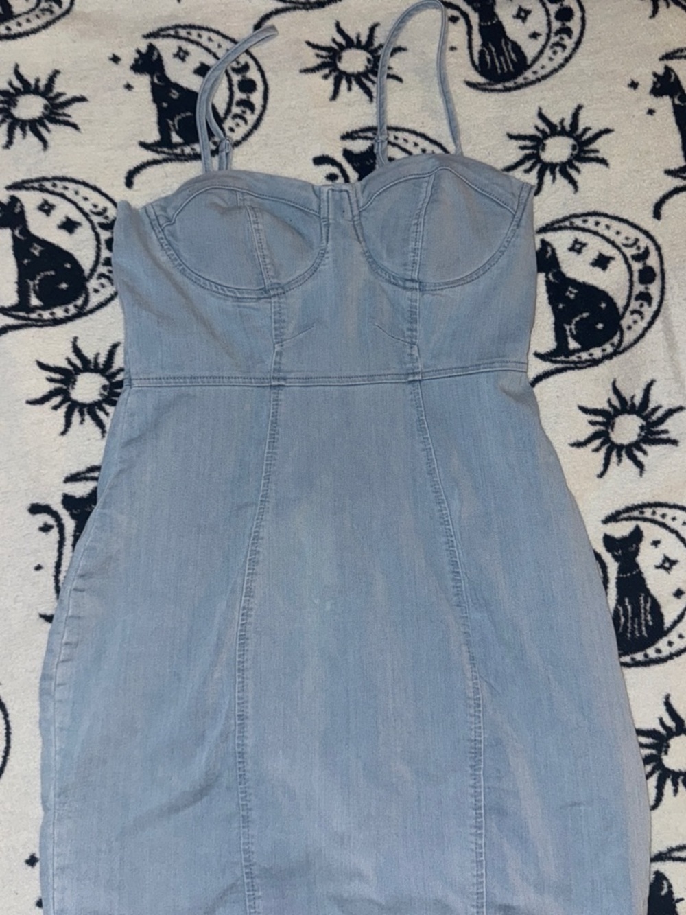 Light Blue Denim Bodycon Dress with Bustier Top